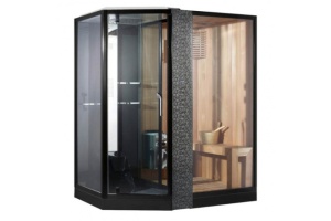 Душевая кабина Orans Diamond 180х130 черная стекло прозрачное с гидромассажем и баней