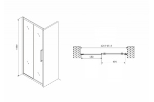 Душевая дверь Abber Schwarzer Diamant 130 хром (AG30130MH) - 3