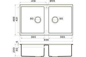 Мойка кухонная Omoikiri Kitagawa графит (4993811) - 2