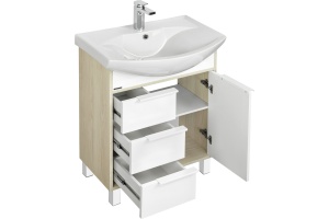 Тумба под раковину Aquaton Рико 65 белый-светлое дерево - 3