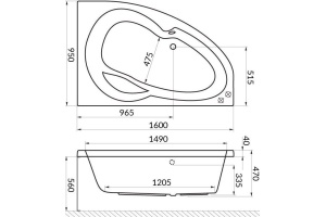 Акриловая ванна Excellent Newa 160x95 правая - 2