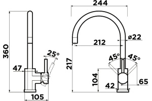Смеситель Omoikiri Wakayama 4994244 для кухонной мойки - 2