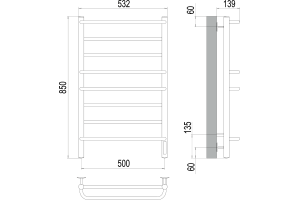 Электрический полотенцесушитель Terminus Евромикс П8 500x850 Хром - 3