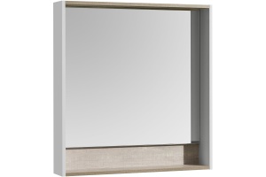 Зеркало-шкаф Aquaton Капри 80 с подсветкой белый-светлое дерево