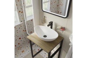 Мебель для ванной DIWO Элиста 60 светлое дерево, с раковиной Moduo 55 Leaf подвесная, в стиле лофт (гарнитур, мебель) - 3