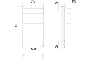 Водяной полотенцесушитель Terminus Стандарт П8 500x800 Хром - 3