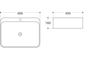 Раковина керамическая полувстраиваемая AM-7976, цвет белый, 600х450х160 - 2