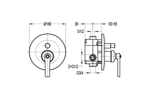 Swedbe Terracotta Art Смеситель встраиваемый подключение на 2 выхода 2517 - 2