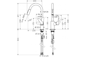 31815670 HG Focus смеситель для кухни, вытяжной излив - 2