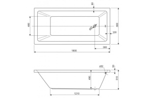 Акриловая ванна Cezares Plane Solo 180х80 (PLANE SOLO-180-80-49-W37) - 3