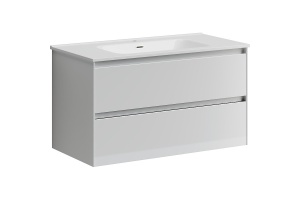 Тумба под раковину подвесная Sancos Cento 90 белая глянцевая