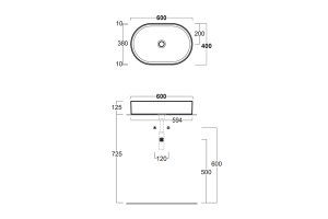 SIMAS Folio Раковина овальная накладная 60x40x13 см, без отв под смеситель,цвет белый - 2