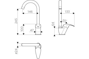 Смеситель Omoikiri Umi C для кухонной мойки - 3