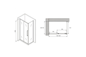 Душевой уголок Abber Schwarzer Diamant 100х70 хром стекло матовое - 2
