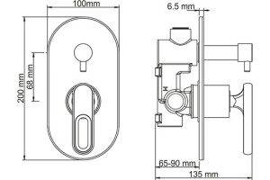 Смеситель Wasserkraft Kammel 1841 С ВНУТРЕННЕЙ ЧАСТЬЮ, для ванны и душа - 3