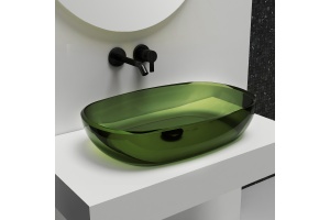 Раковина накладная прозрачная ABBER Kristall AT2805Emerald зеленая