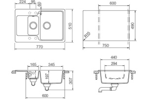 Мойка  Cambridge 60 D  Cristalite эверест - 2