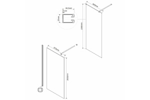 Душевая перегородка Vincea Walk-In 90х200 вороненая сталь стекло прозрачное - 2