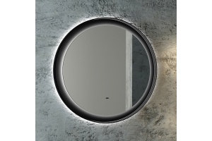 Зеркало круглое STWORKI Гриндстед 60 черное, с подсветкой