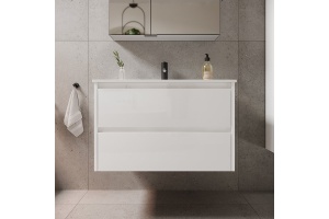 Тумба под раковину подвесная Sancos Libra 80 белая глянцевая - 2