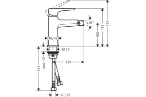 Смеситель Hansgrohe Metropol 32520000 для биде, с донным клапаном Push-Open - 2