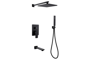 Душевая система ABBER Weiss Insel скрытого монтажа с изливом, черная матовая (AF8017B)