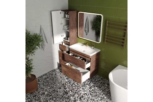 Шкаф-пенал Style Line Атлантика 35 L с бельевой корзиной темное дерево - 3