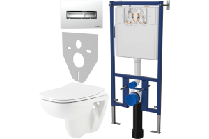 Комплект Унитаз подвесной Seramiksan Petite A101002H с микролифтом + Система инсталляции для унитазов DIWO 4501 + Кнопка смыва DIWO 7322 хром