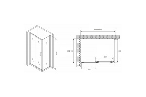 Душевой уголок Abber Schwarzer Diamant 130х70 хром стекло прозрачное - 2
