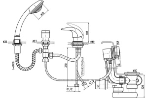 Смеситель для ванны Rav Slezak Dunai хром (D464.5/NP1/570) - 3