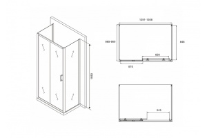 Душевой уголок Abber Schwarzer Diamant 130х90 черный (AG30130BH-S90B-S90B) - 3