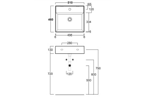 SIMAS AGILE Раковина подвесная 51х46 см, с переливом, с 1 отв под смеситель,цвет черный матовый - 2
