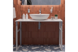 Консоль DIWO Элиста 120 белый мрамор, с раковиной Moduo 55 Leaf