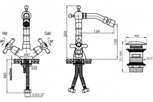 Смеситель Cezares Retro C BS2-01 для биде - 2
