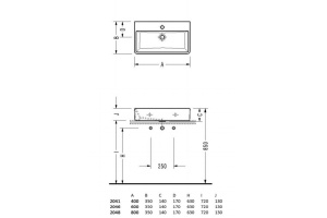 Накладная раковина Serel  80 см (2048) - 3