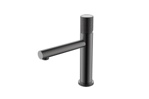 Смеситель для раковины Vincea Groove вороненая сталь