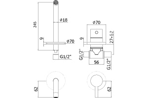 Смеситель Paffoni Light LIG007CR70 С ВНУТРЕННЕЙ ЧАСТЬЮ, для раковины - 2