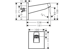 Кронштейн для верхнего душа Hansgrohe Pulsify чёрный матовый  - 2
