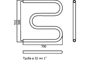 Водяной полотенцесушитель Terminus M-образный 500х700 Хром - 3