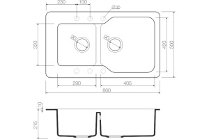 Мойка кухонная Omoikiri Maru 86-2-СH шампань - 3