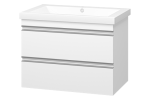 Тумба с раковиной Misty Ингрид 75 белая глянцевая