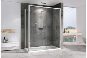 Душевой уголок Abber Komfort 160х100 профиль хром стекло прозрачное - 2