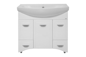 Тумба с раковиной напольная Misty Дрея 86 белая глянцевая