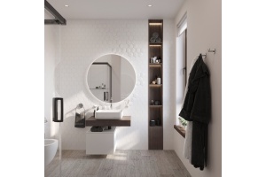 Мебель для ванной STWORKI Ольборг 80 столешница дуб карпентер, без отверстий, с тумбой 50, с раковиной STWORKI Soul 1 белой - 2