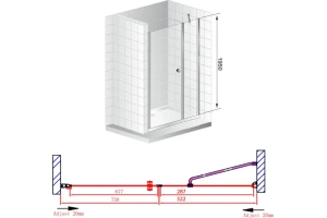 Душевая дверь Cezares Elena 110 хром стекло рифленое - 3