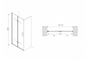 Душевая дверь Abber Zart 100 хром (AG08100P) - 3