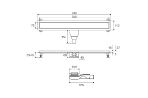 Душевой лоток Excellent Stilio 70 решетка декоративная хром - 3