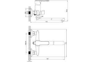 Смеситель для ванны с длинным изливом с керамическим дивертором, Cuba, IDDIS, CUBSBL2i10WA - 2