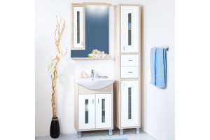 Мебель для ванной Бриклаер Бали 60 светлая лиственница, белый глянец