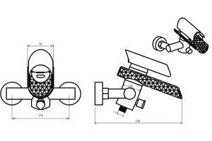 Смеситель Boheme Hypnose 233-CR для ванны с душем - 2